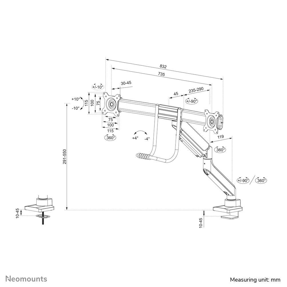 Neomounts by Newstar monitor arm desk mount